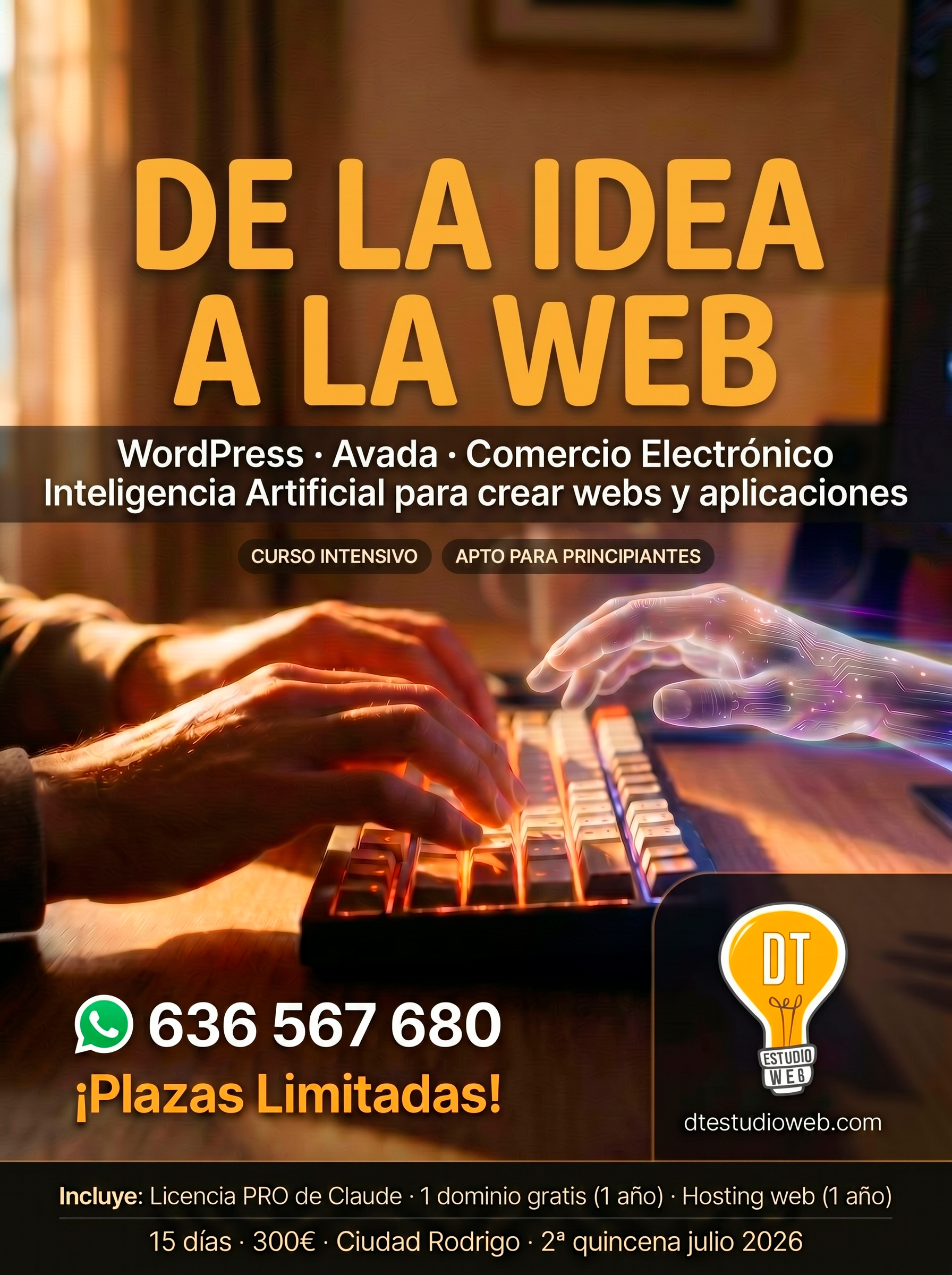 Curso WordPress, Avada e IA — DT Estudio Web