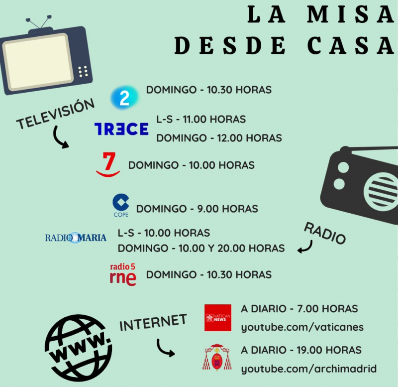 Horarios de misas en TV e internet
